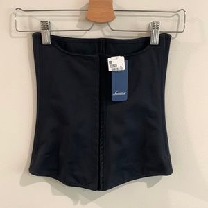 Leonisa Women Black Corset Waist Trainer Full Clasp Back Size S